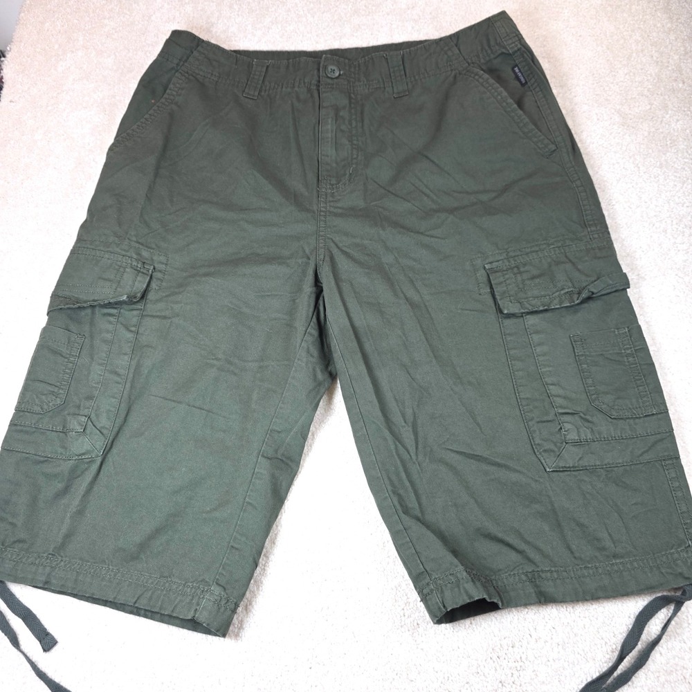 Ring Of Fire Cargo Shorts Mens 34 Green Outdoor Skater Utility Streetwear